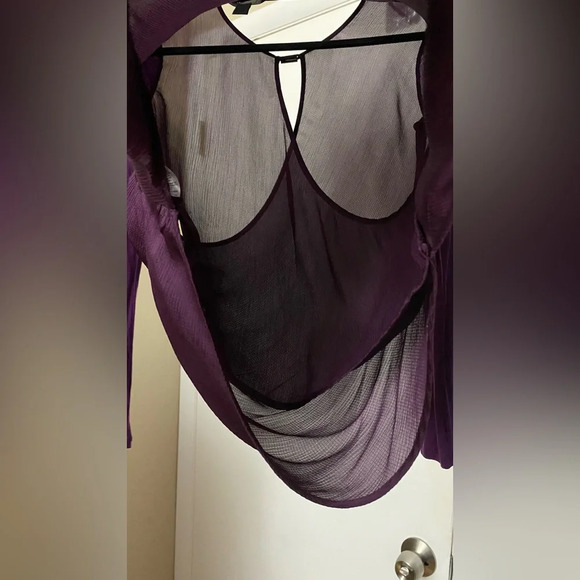 Armani Exchange Purple Crossover Blouse Long Sleeve Top Size SP - Picture 10 of 12